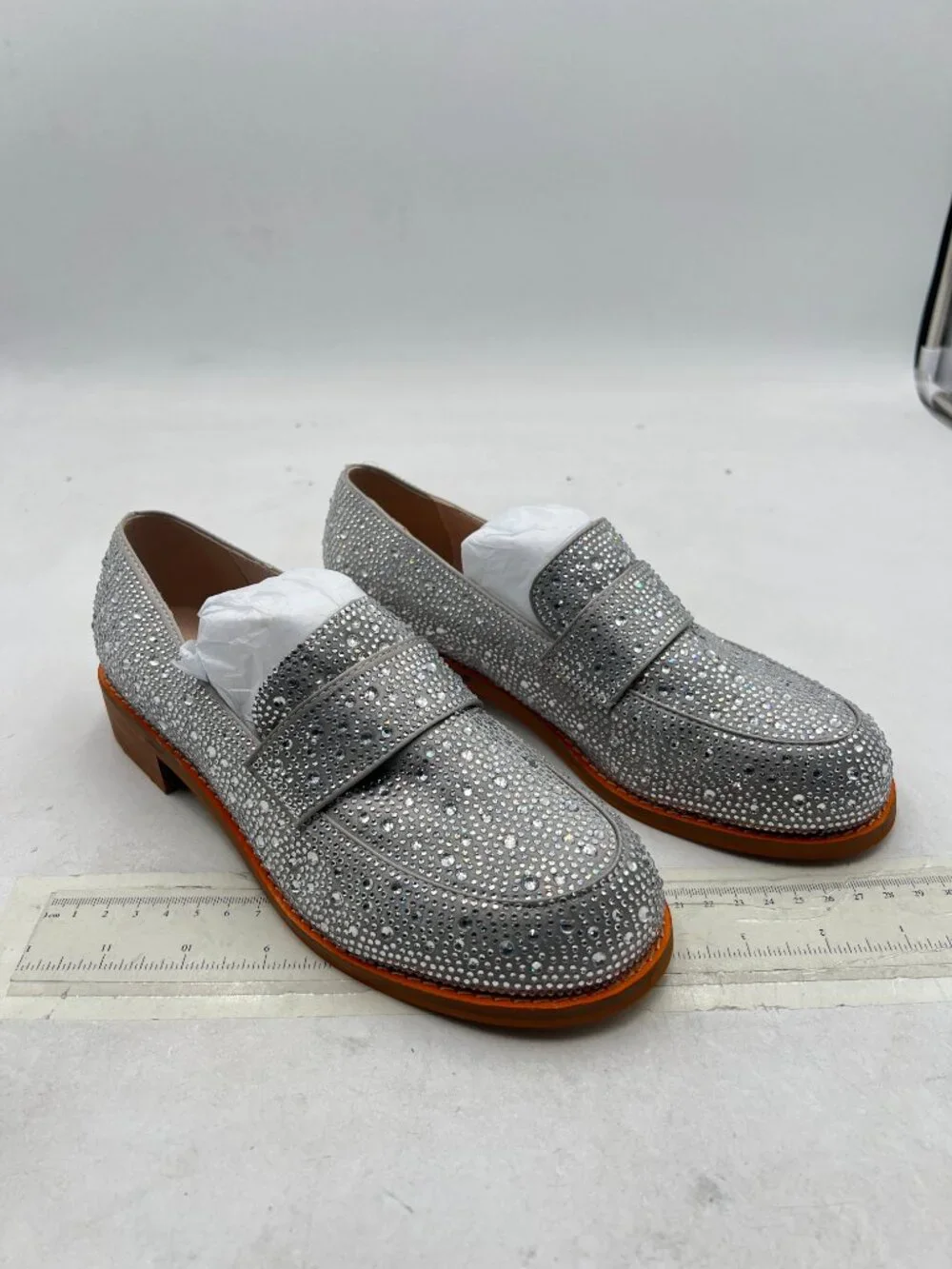Silver Women's Sparkle Penny Loafer Rhinestone Studded Closed Toe Dressy Shoes